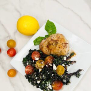 Organic Grilled Chicken Thigh with Organic Grilled Kale Salad